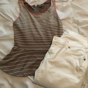 Distressed white jeans